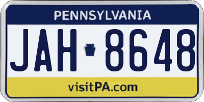 PA license plate JAH8648