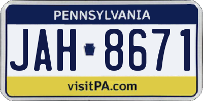 PA license plate JAH8671