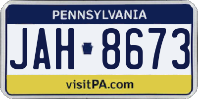 PA license plate JAH8673