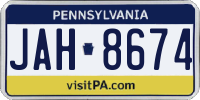 PA license plate JAH8674