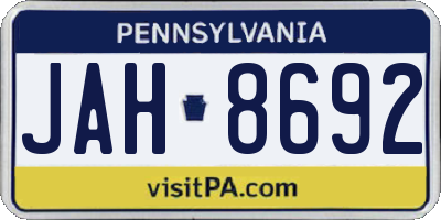 PA license plate JAH8692