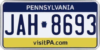 PA license plate JAH8693
