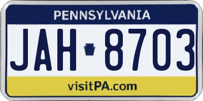 PA license plate JAH8703