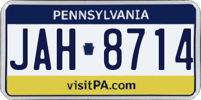 PA license plate JAH8714