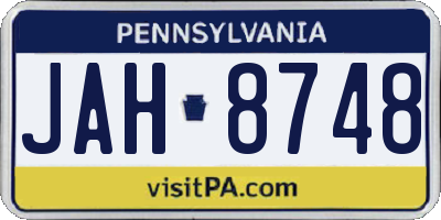 PA license plate JAH8748