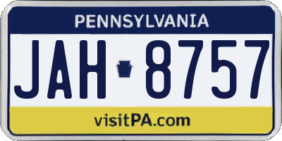 PA license plate JAH8757