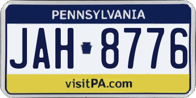 PA license plate JAH8776