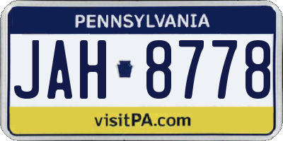 PA license plate JAH8778