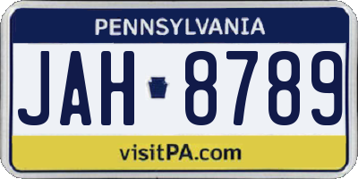 PA license plate JAH8789
