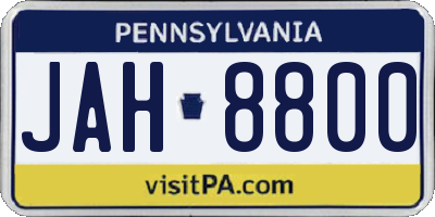 PA license plate JAH8800
