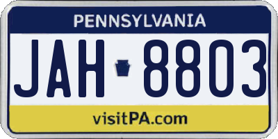 PA license plate JAH8803