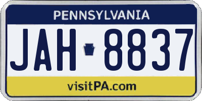 PA license plate JAH8837