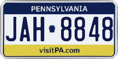 PA license plate JAH8848