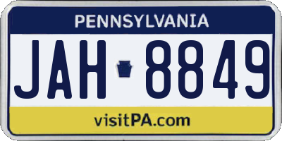 PA license plate JAH8849