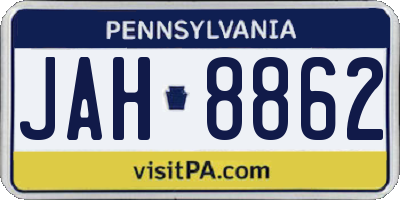 PA license plate JAH8862