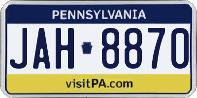 PA license plate JAH8870