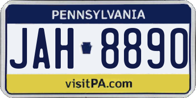PA license plate JAH8890