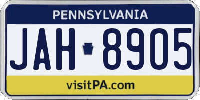 PA license plate JAH8905