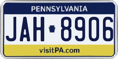PA license plate JAH8906