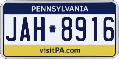 PA license plate JAH8916