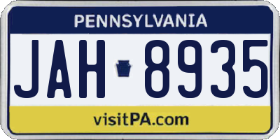 PA license plate JAH8935