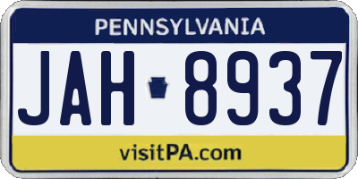 PA license plate JAH8937