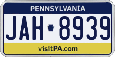 PA license plate JAH8939
