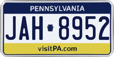 PA license plate JAH8952