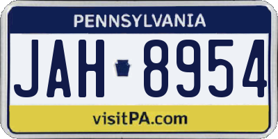 PA license plate JAH8954
