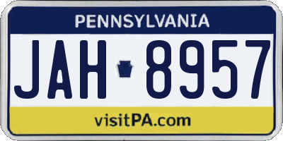 PA license plate JAH8957