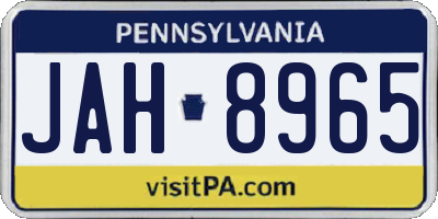PA license plate JAH8965