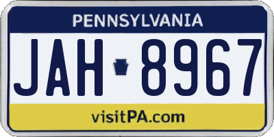 PA license plate JAH8967