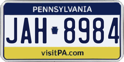 PA license plate JAH8984