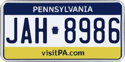 PA license plate JAH8986