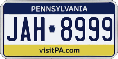 PA license plate JAH8999