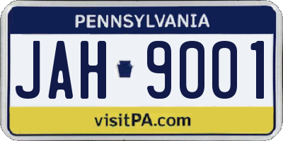 PA license plate JAH9001