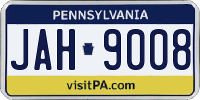 PA license plate JAH9008