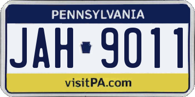 PA license plate JAH9011