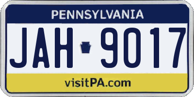 PA license plate JAH9017