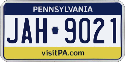 PA license plate JAH9021