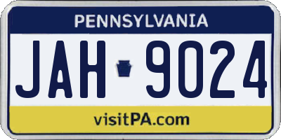 PA license plate JAH9024