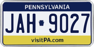 PA license plate JAH9027