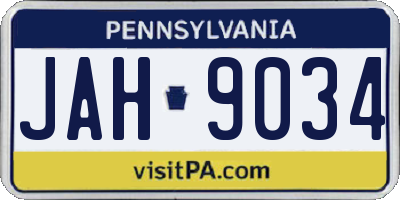 PA license plate JAH9034