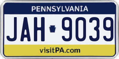 PA license plate JAH9039