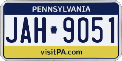 PA license plate JAH9051