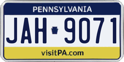PA license plate JAH9071