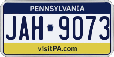 PA license plate JAH9073