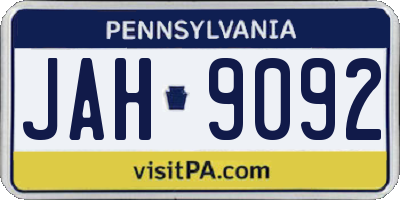 PA license plate JAH9092
