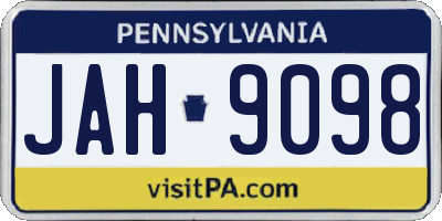 PA license plate JAH9098