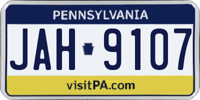 PA license plate JAH9107